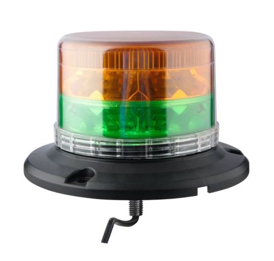 Dual Colour Single Bolt Amber & Green LED Beacon - 12/24V
